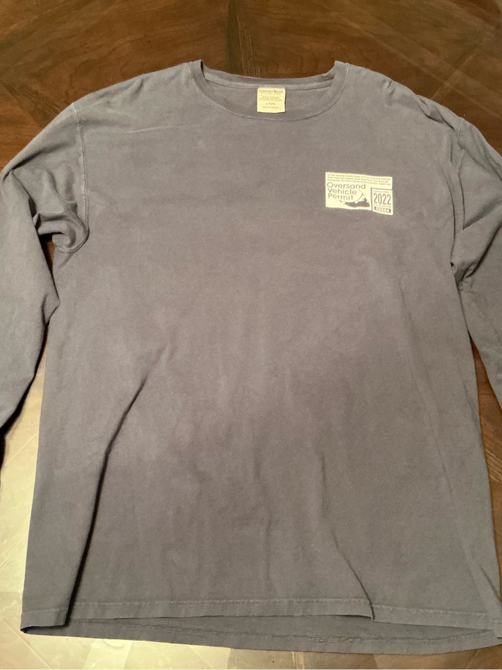 Comfort Colors Navy Long Sleeve Crewneck with Small Chest Permit Graphic